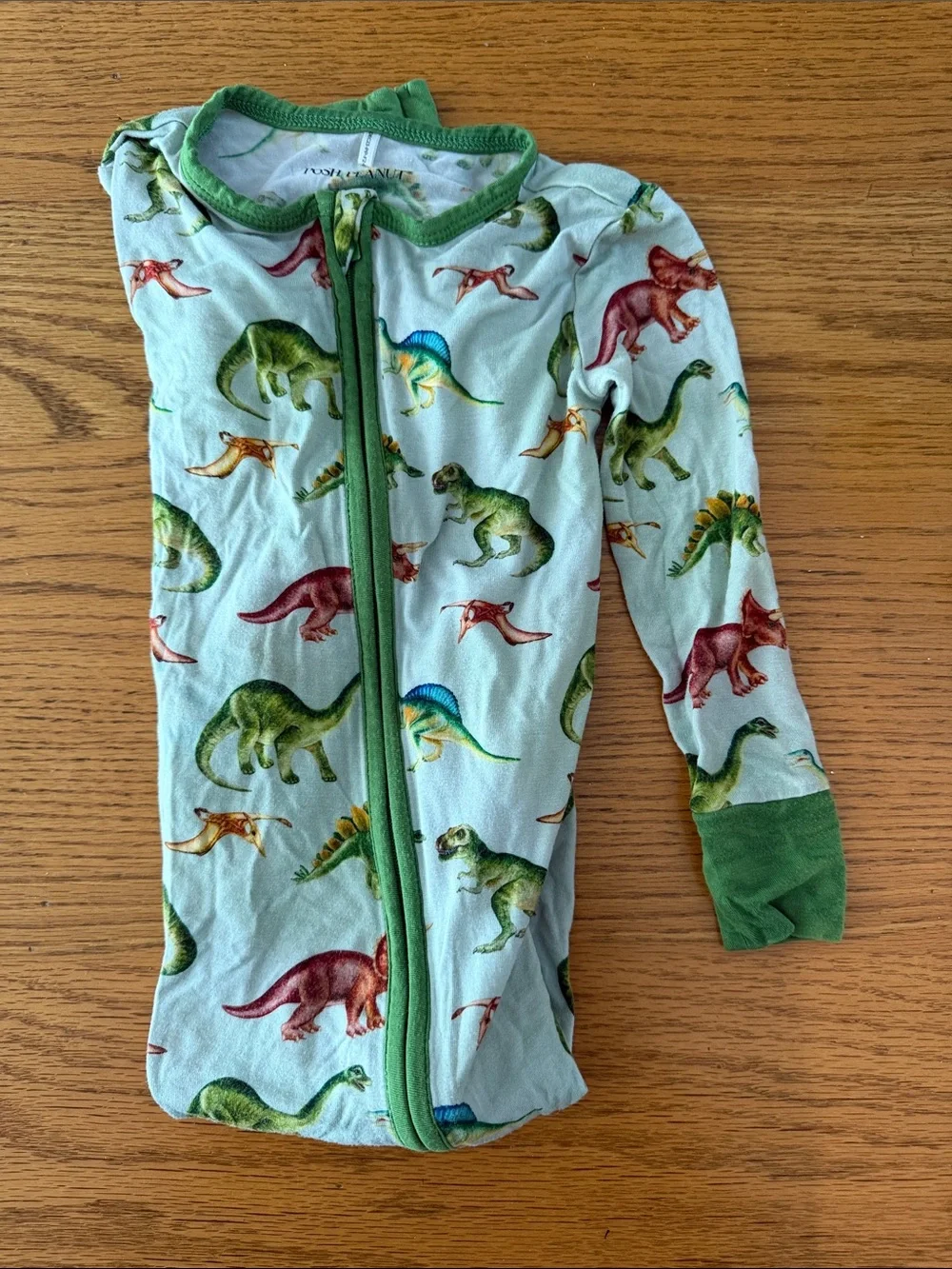 Posh Peanut Dinosaur Print Zippered Baby Sleep Sack - Green Trim